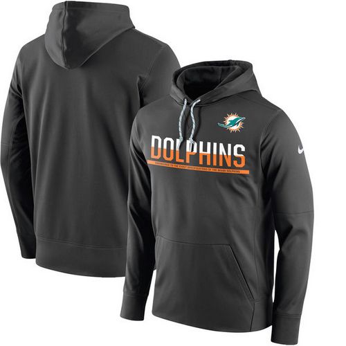 Men's Miami Dolphins Nike Anthracite Sideline Circuit Pullover Performance Hoodie - Click Image to Close